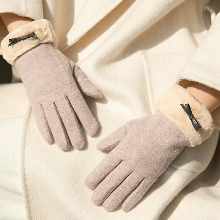 Fancet Studios Sheep Wool Knit Gloves Women's-14
