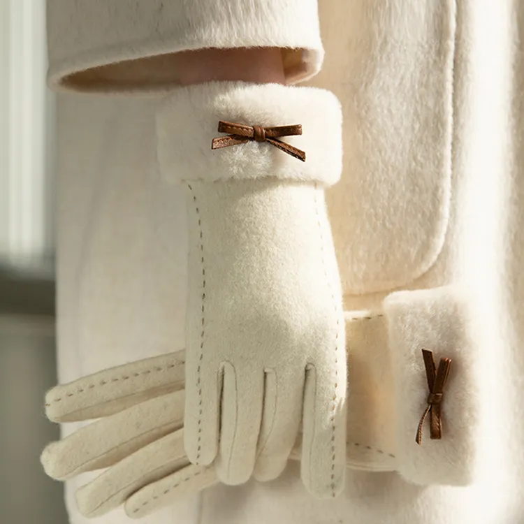 Fancet Studios Sheep Wool Knit Gloves Women's-6