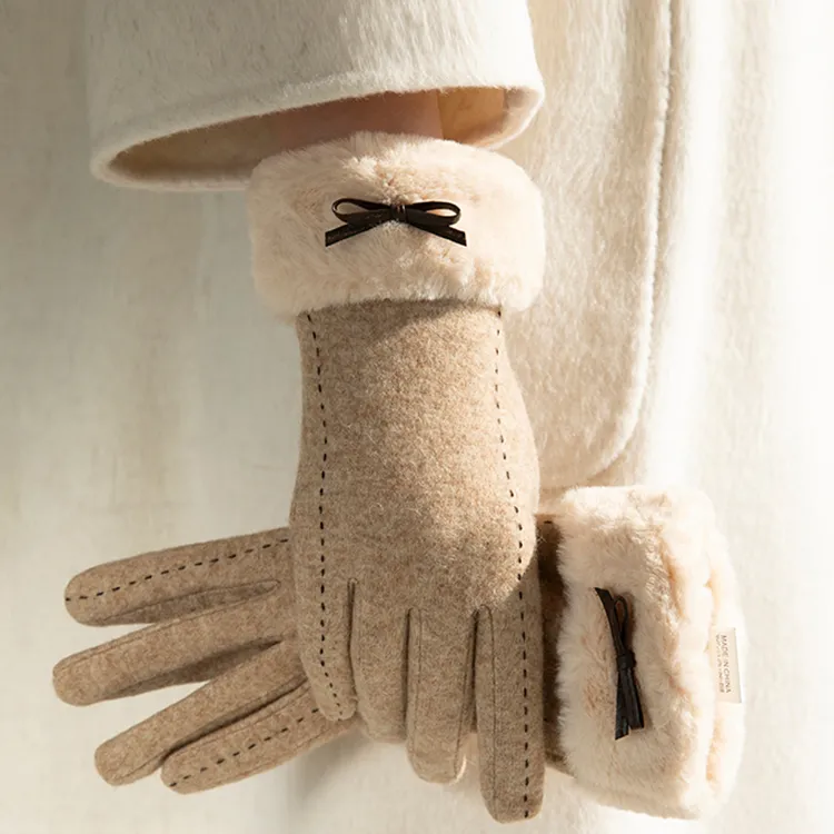 Fancet Studios Sheep Wool Knit Gloves Women's-1