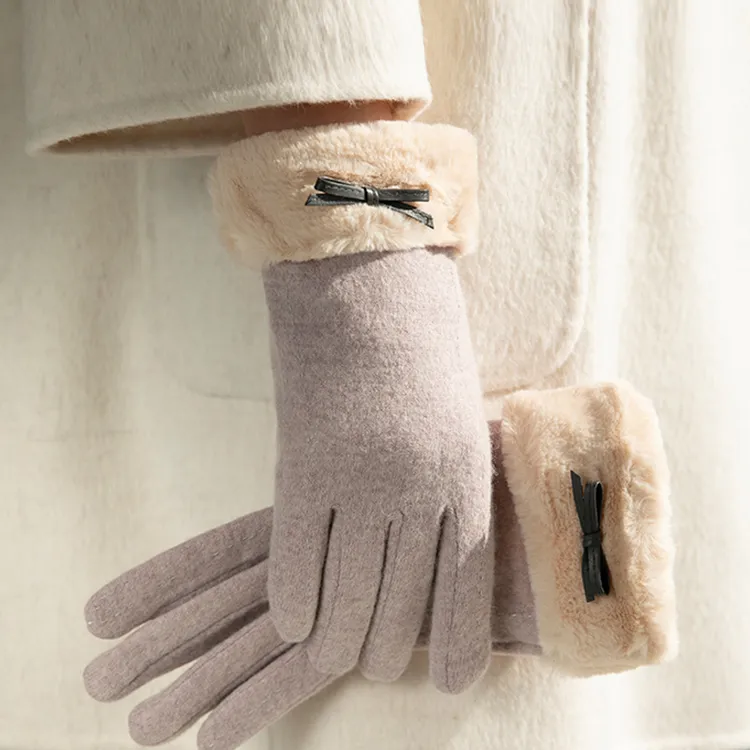 Fancet Studios Sheep Wool Knit Gloves Women's-13
