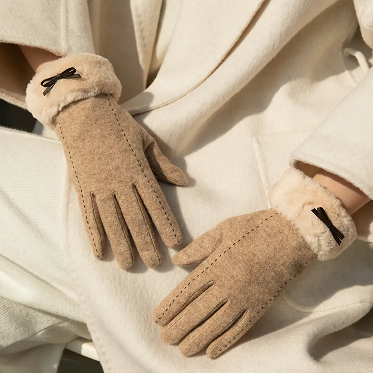 Fancet Studios Sheep Wool Knit Gloves Women's-3