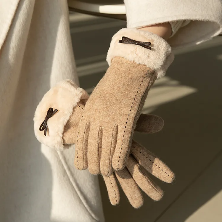 Fancet Studios Sheep Wool Knit Gloves Women's-2