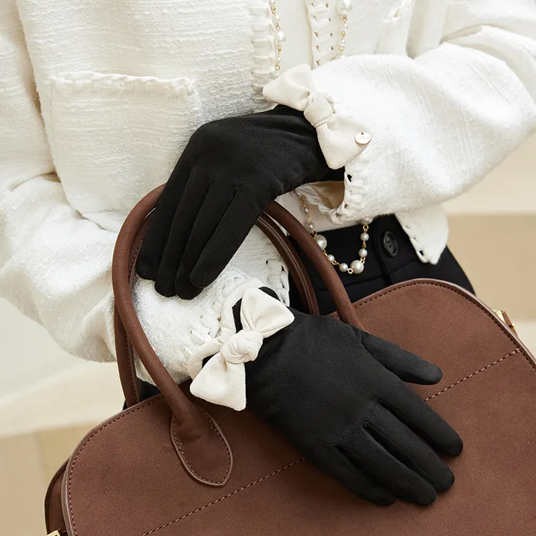 SIGGI STUDIOS Polyester Elastane Knit Gloves Women's Beige-1