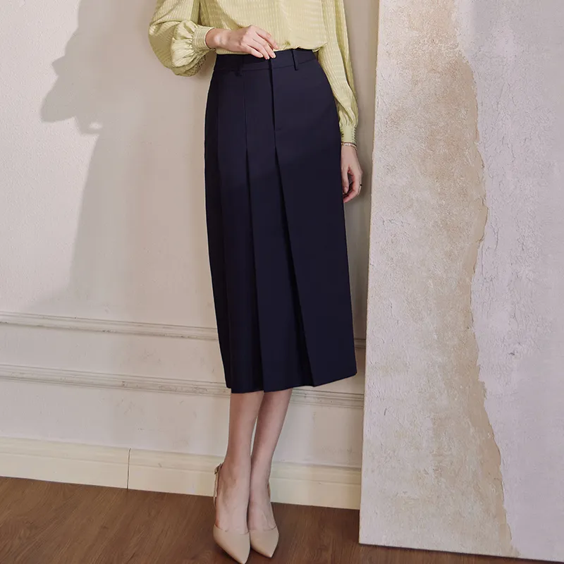 ROEYSHOUSE Casual Long Skirts Women's Dark Blue-3