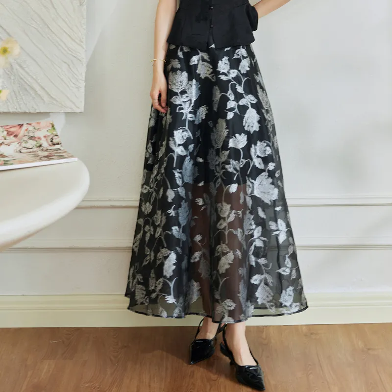 ROEYSHOUSE Casual Long Skirt Women's Black-3
