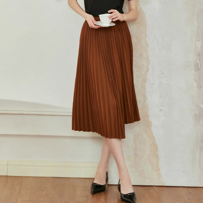 ROEYSHOUSE Casual Long Skirt Women's Light Coffee-1