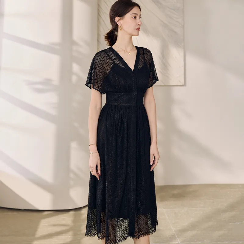 ROEYSHOUSE Short Sleeved Dress Women's Black-4