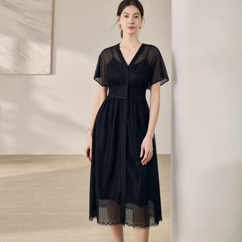 ROEYSHOUSE Short Sleeved Dress Women's Black-2