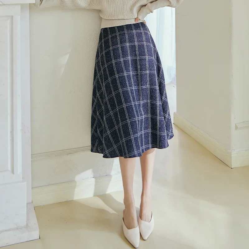 ROEYSHOUSE Casual Long Skirts Women's Plaid-3