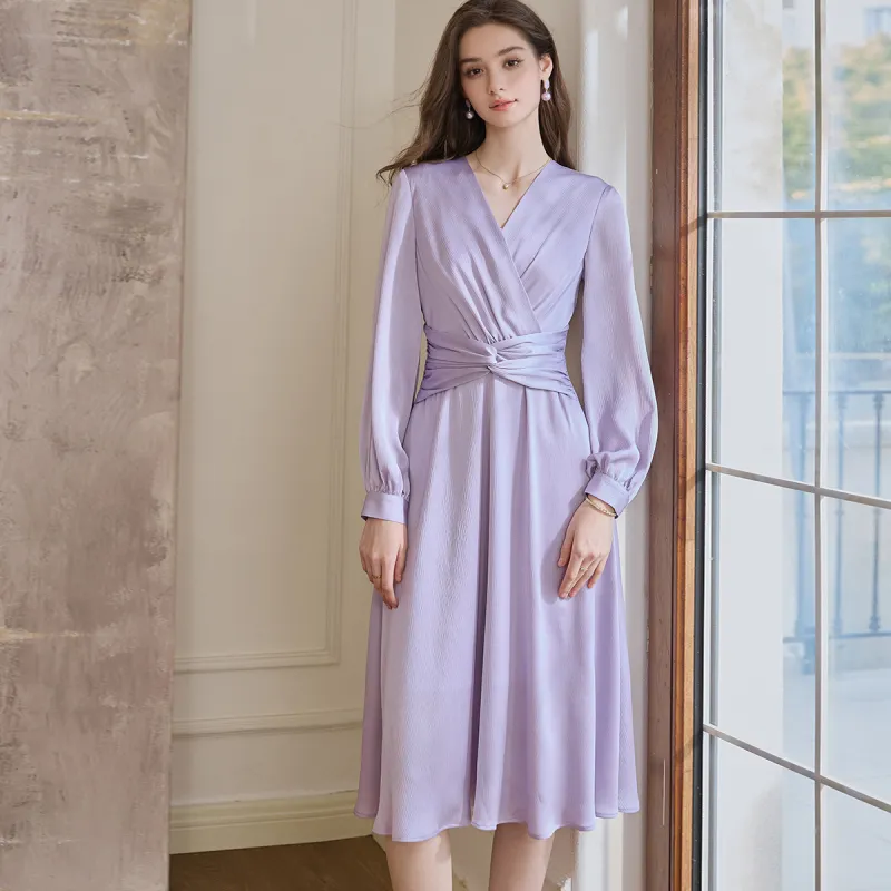 ROEYSHOUSE Long Sleeved Dresses Women's Purple-3