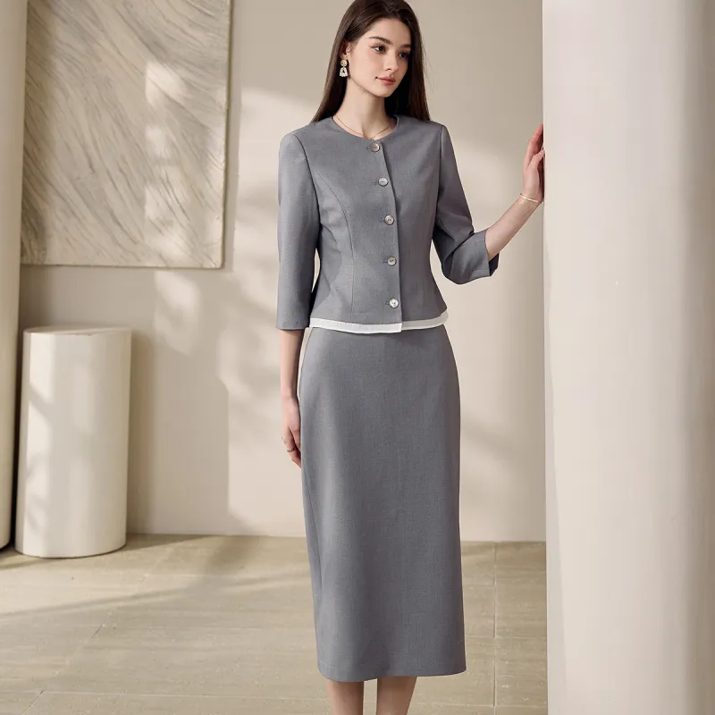 ROEYSHOUSE Skirt Set Women's Light Gray-3