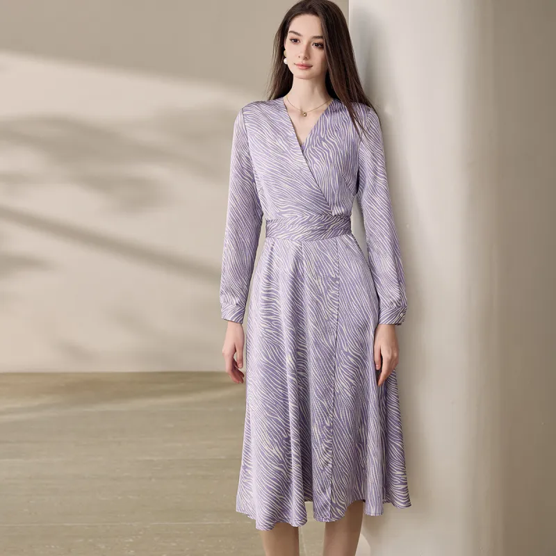 ROEYSHOUSE Long Sleeved Dresses Women's Light Purple-4