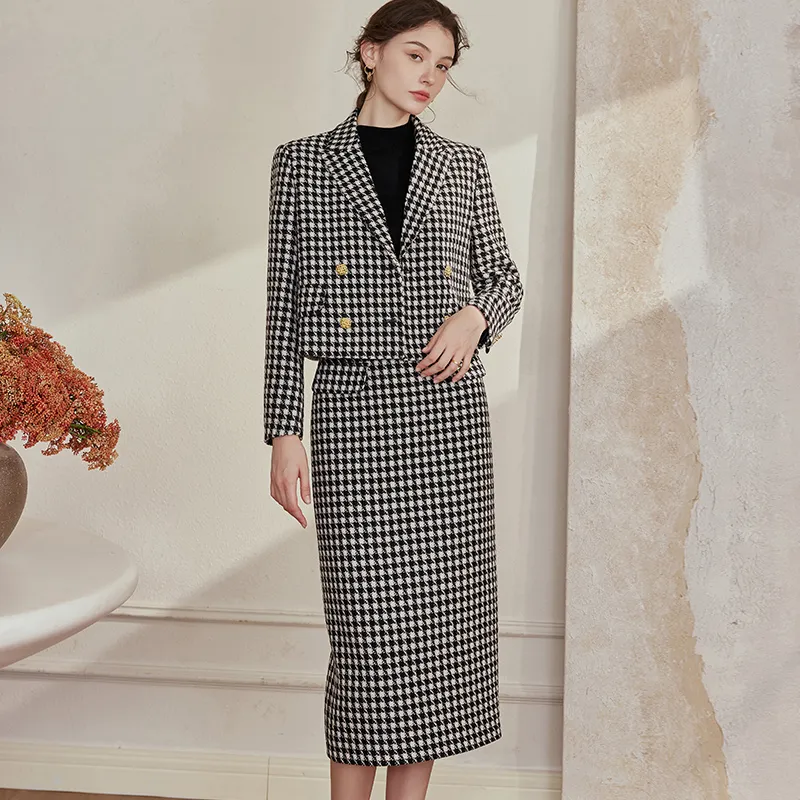 ROEYSHOUSE Skirt Set Women's Houndstooth-3