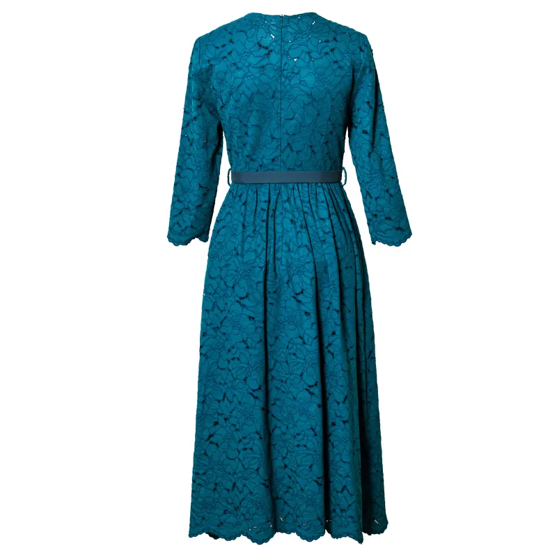 ROEYSHOUSE Long Sleeved Dresses Women's Peacock Blue-1