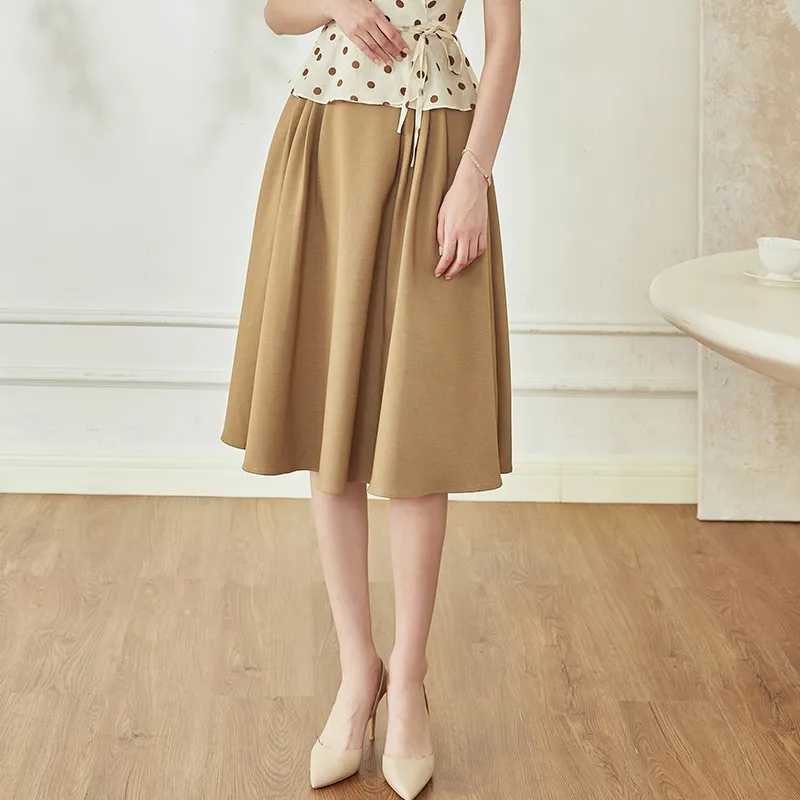 ROEYSHOUSE Casual Long Skirts Women's Khaki-3