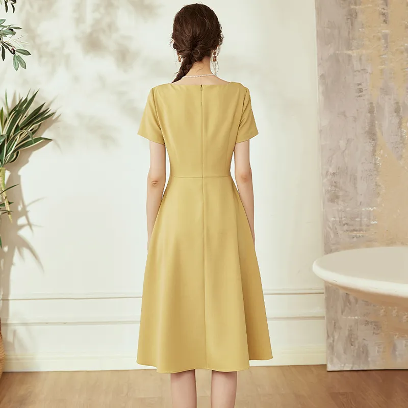 ROEYSHOUSE Short Sleeved Dresses Women's Yellow-2