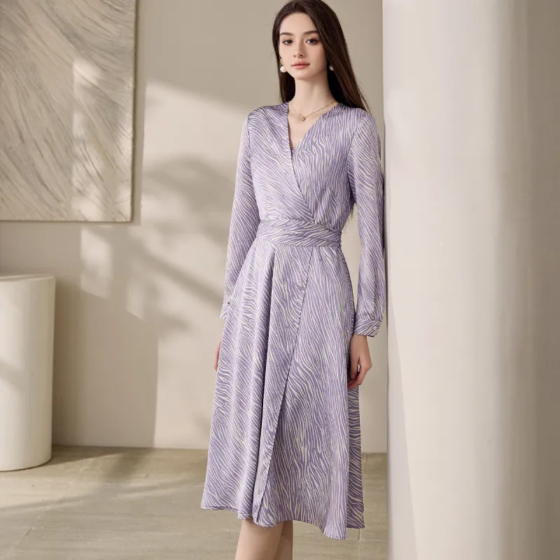 ROEYSHOUSE Long Sleeved Dresses Women's Light Purple-2