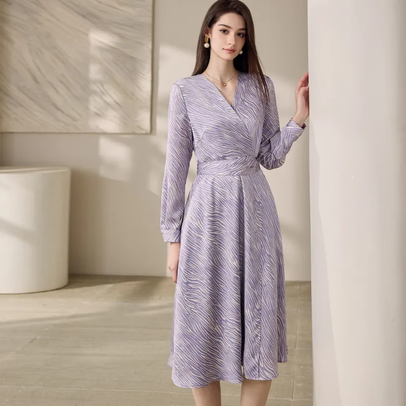 ROEYSHOUSE Long Sleeved Dresses Women's Light Purple-5