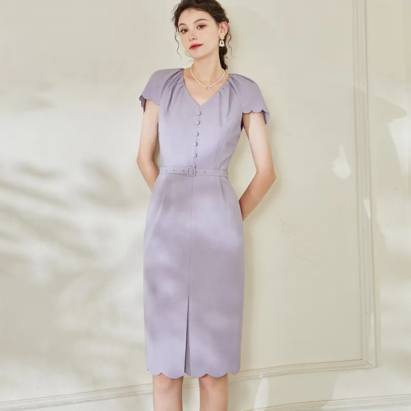 ROEYSHOUSE Short Sleeved Dress Women's Taro Purple-3