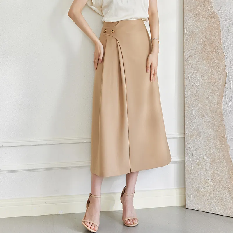 ROEYSHOUSE Casual Long Skirt Women's Khaki-3