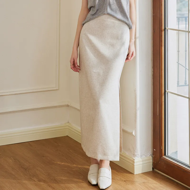 ROEYSHOUSE Casual Long Skirts Women's Ecru-2