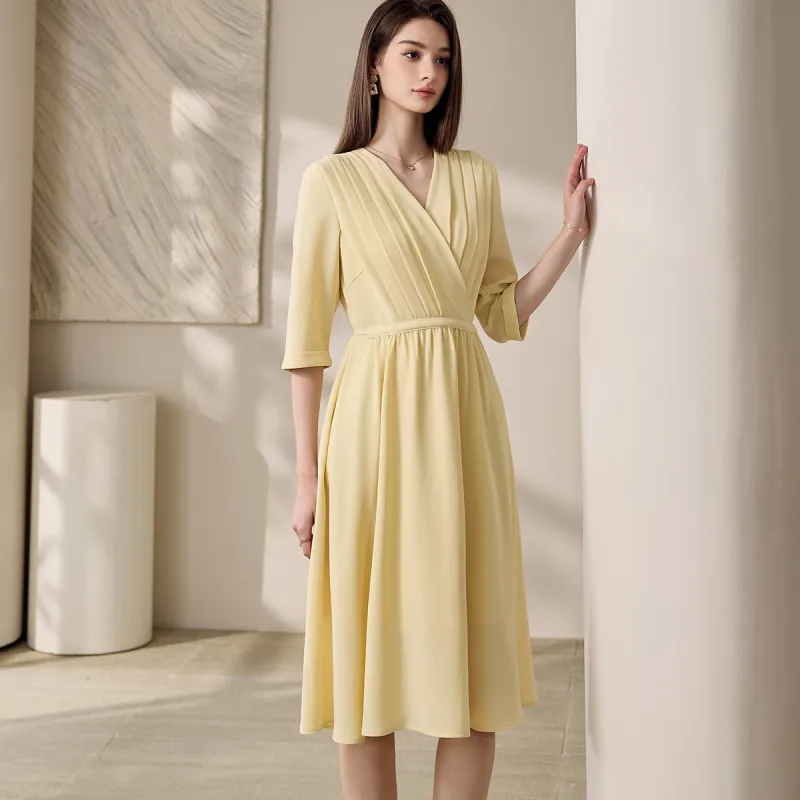 ROEYSHOUSE Long Sleeved Dresses Women's Yellow-4