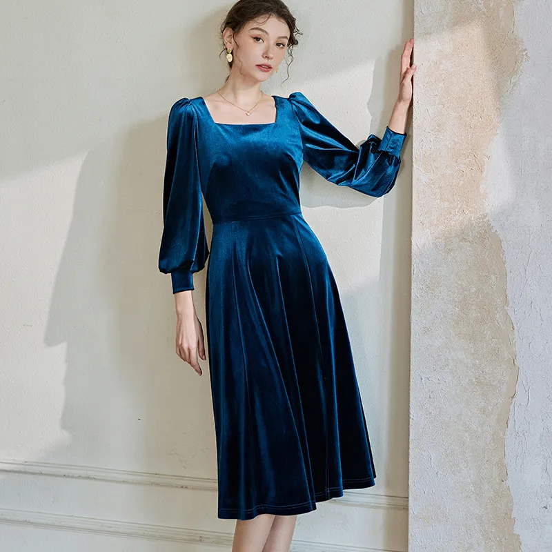 ROEYSHOUSE Long Sleeved Dresses Women's Peacock Blue-2