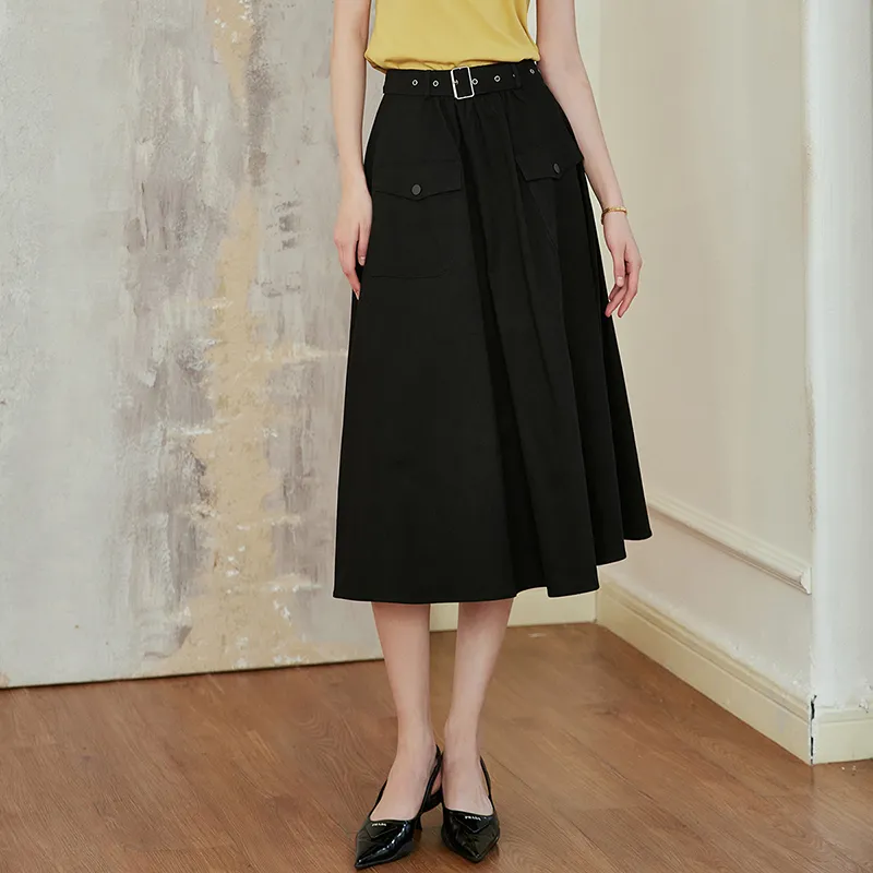 ROEYSHOUSE Casual Long Skirts Women's Black-1
