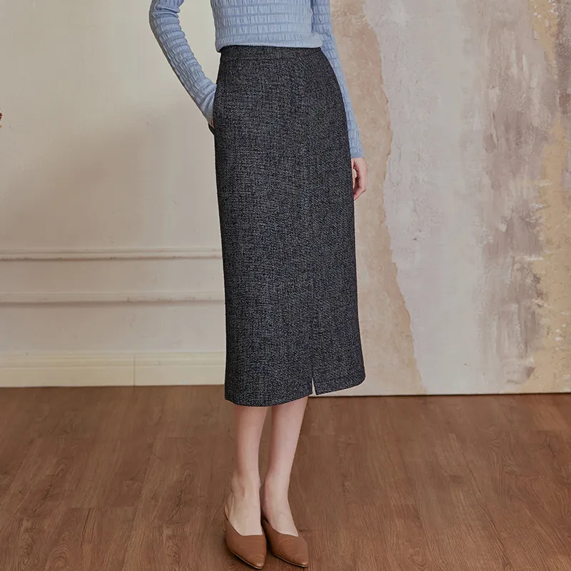 ROEYSHOUSE Casual Long Skirts Women's Dark Gray-3