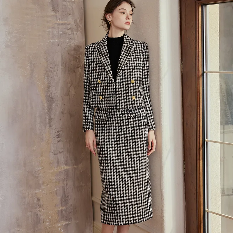 ROEYSHOUSE Skirt Set Women's Houndstooth-5
