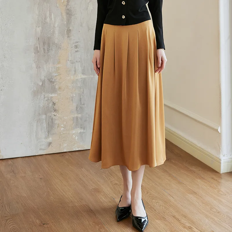 ROEYSHOUSE Casual Long Skirts Women's Ginger Yellow-2