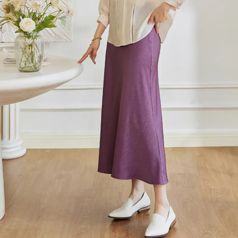 ROEYSHOUSE Casual Long Skirts Women's Dark Purple-2