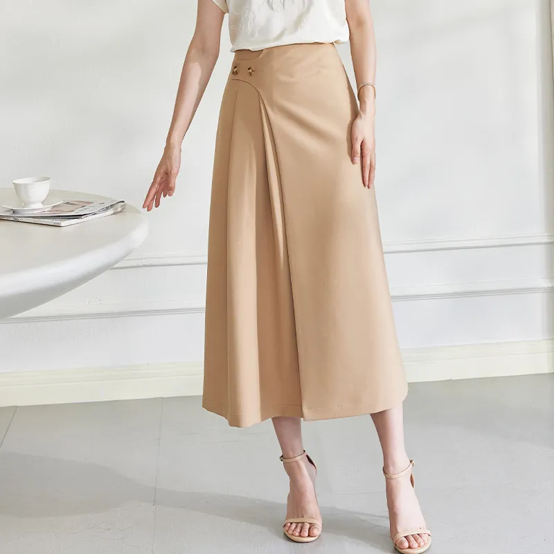 ROEYSHOUSE Casual Long Skirt Women's Khaki-2