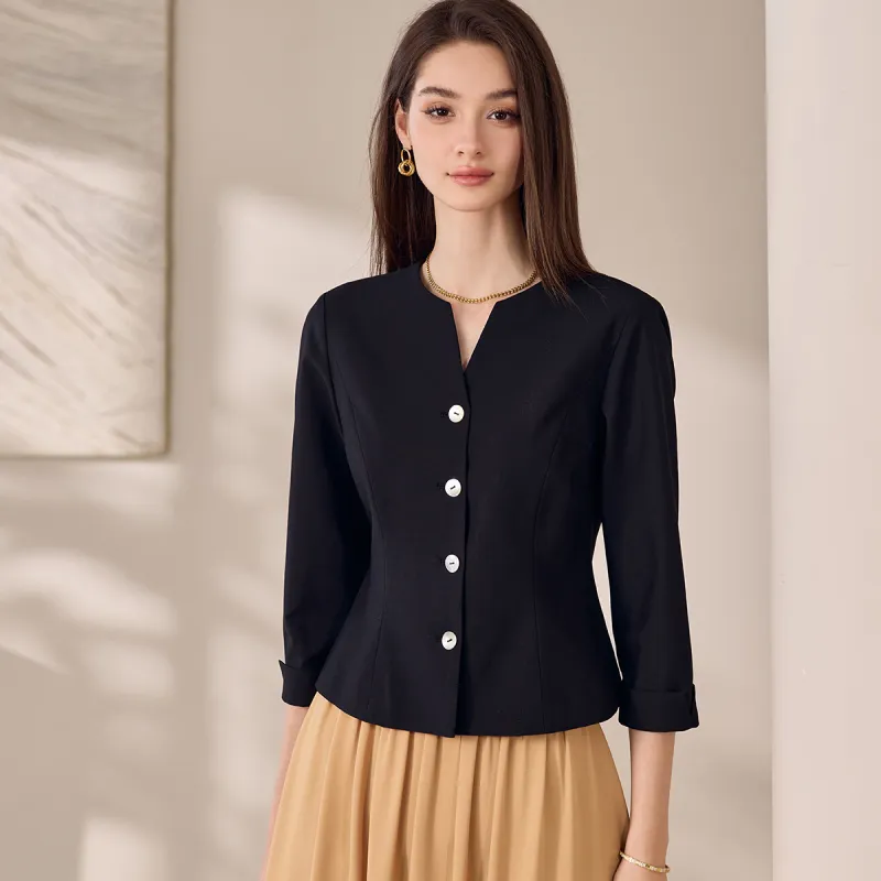 ROEYSHOUSE Cropped Coats Women's Black-2