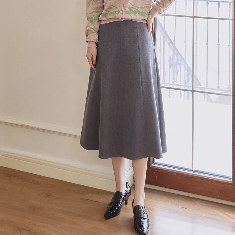 ROEYSHOUSE Casual Long Skirts Women's Gray-6