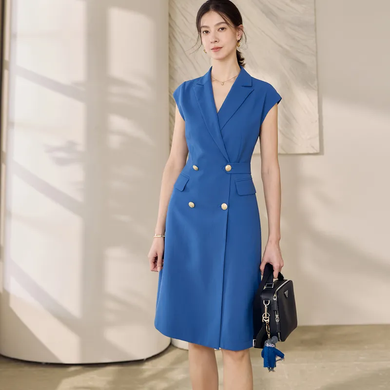 ROEYSHOUSE Short Sleeved Dress Women's Blue-5