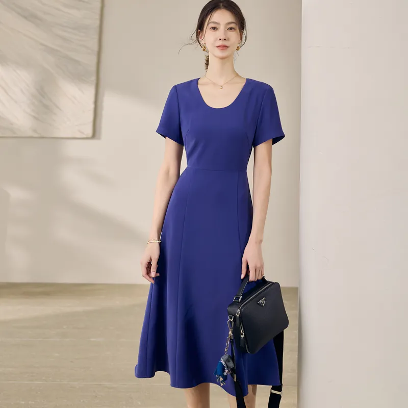 ROEYSHOUSE Short Sleeved Dress Women's Blue Purple-2