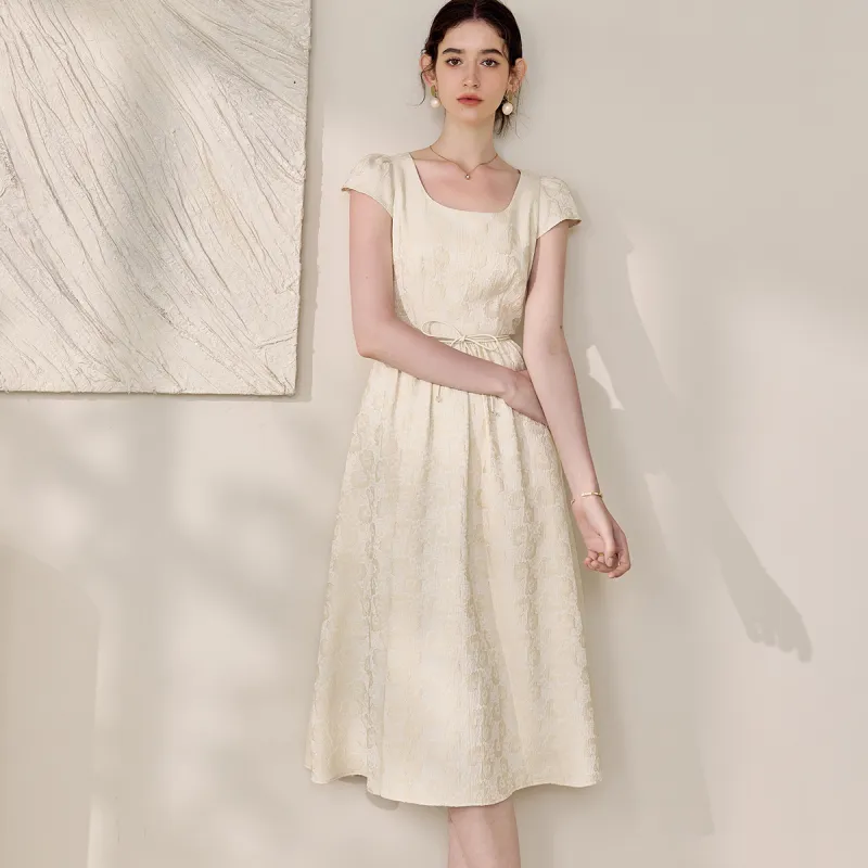 ROEYSHOUSE Short Sleeved Dress Women's Apricot-5