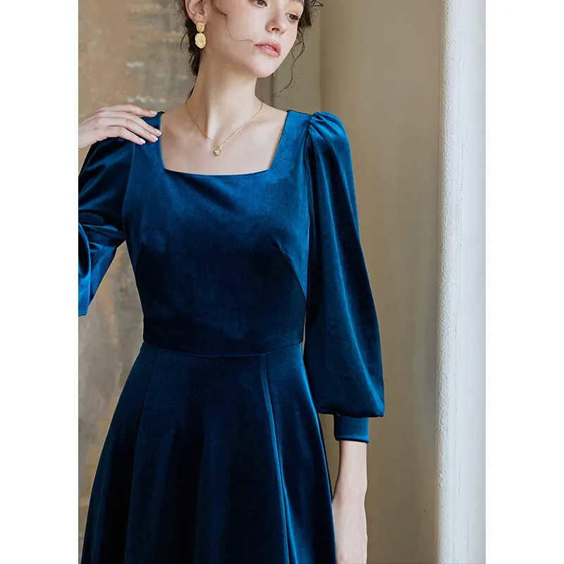 ROEYSHOUSE Long Sleeved Dresses Women's Peacock Blue-3