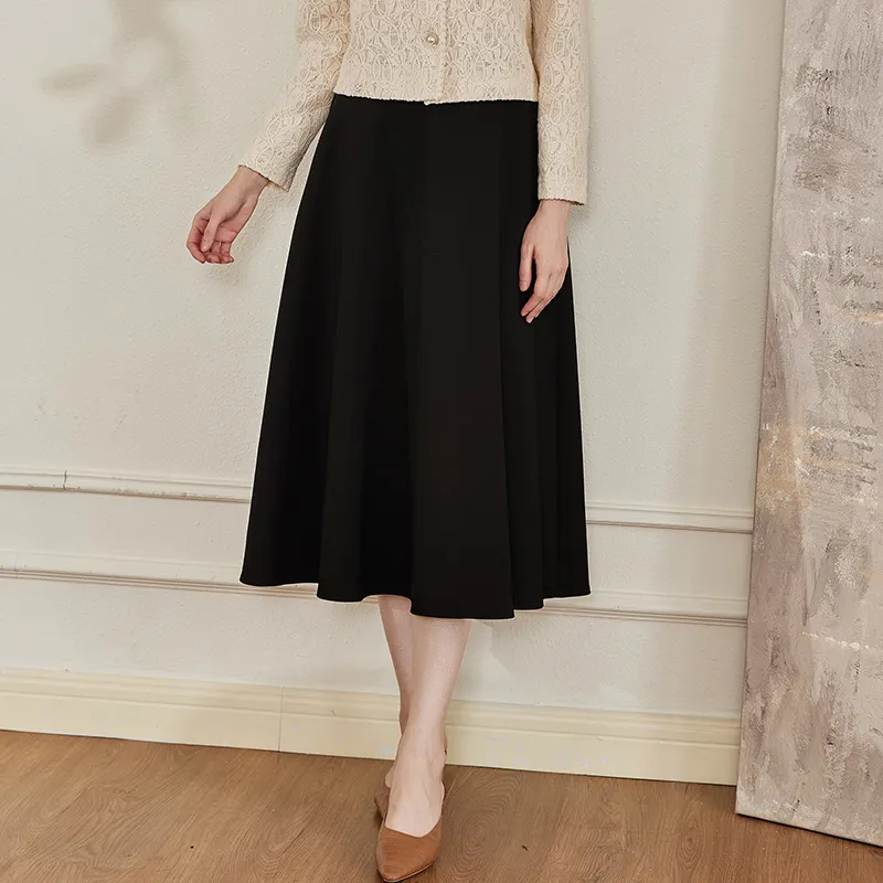 ROEYSHOUSE Casual Long Skirts Women's Black-2
