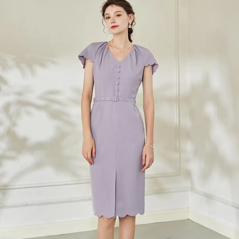 ROEYSHOUSE Short Sleeved Dress Women's Taro Purple-4