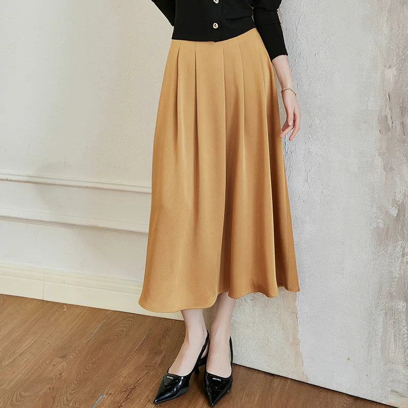 ROEYSHOUSE Casual Long Skirts Women's Ginger Yellow-3