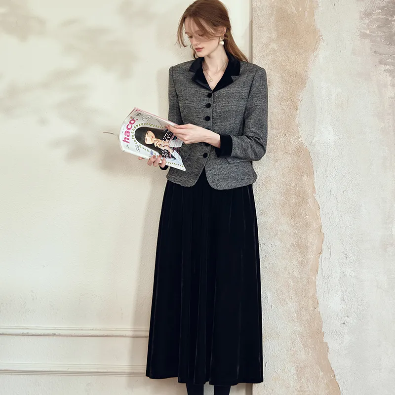 ROEYSHOUSE Skirt Set Women's Black Gray-4