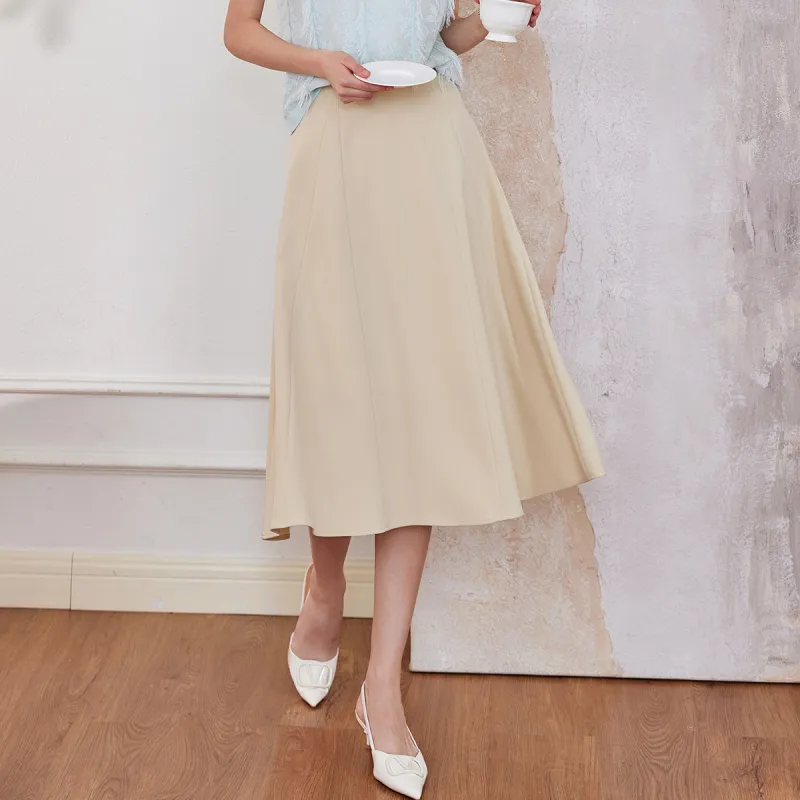 ROEYSHOUSE Casual Long Skirts Women's Beige Yellow-3