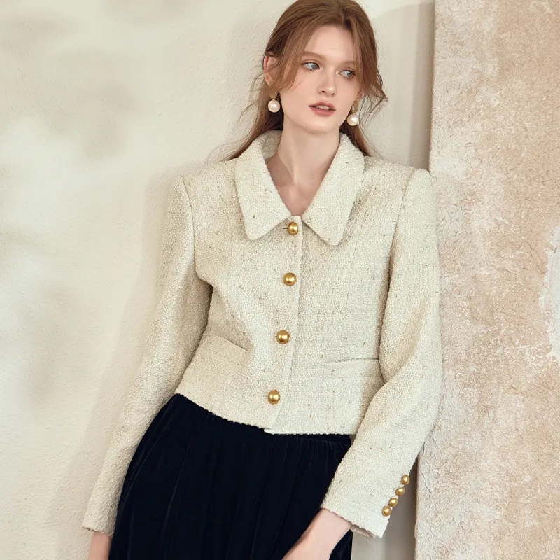 ROEYSHOUSE Cropped Coats Women's Ecru-3