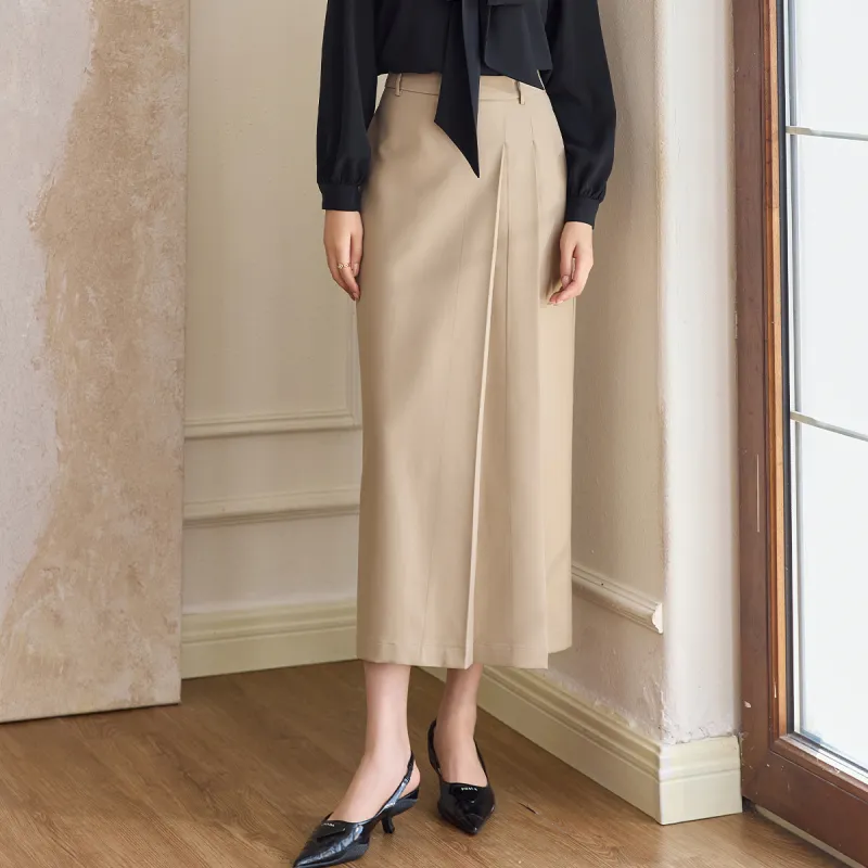ROEYSHOUSE Casual Long Skirts Women's Light Khaki-2