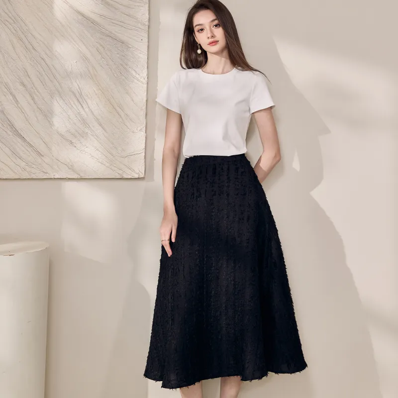 ROEYSHOUSE Casual Long Skirts Women's Black-4