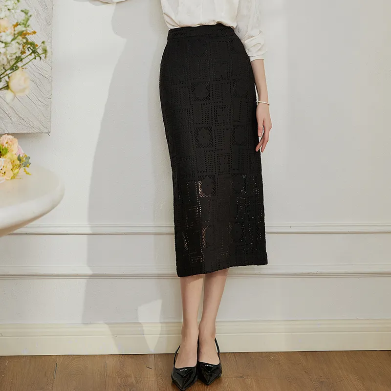 ROEYSHOUSE Casual Long Skirts Women's Black-2
