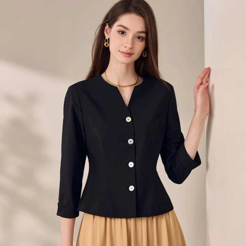 ROEYSHOUSE Cropped Coats Women's Black-3