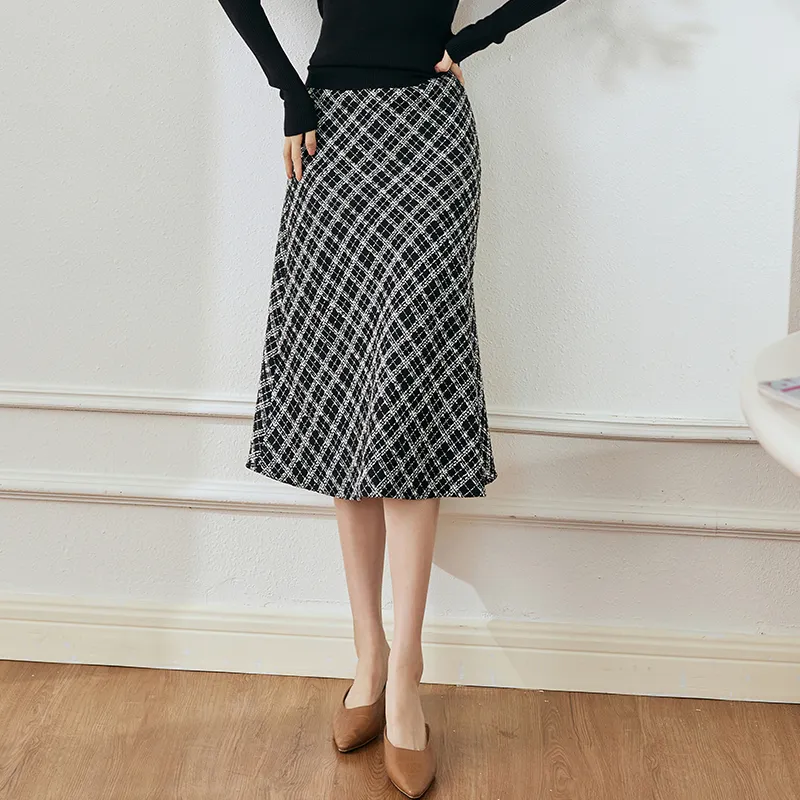ROEYSHOUSE Casual Long Skirts Women's Plaid-2
